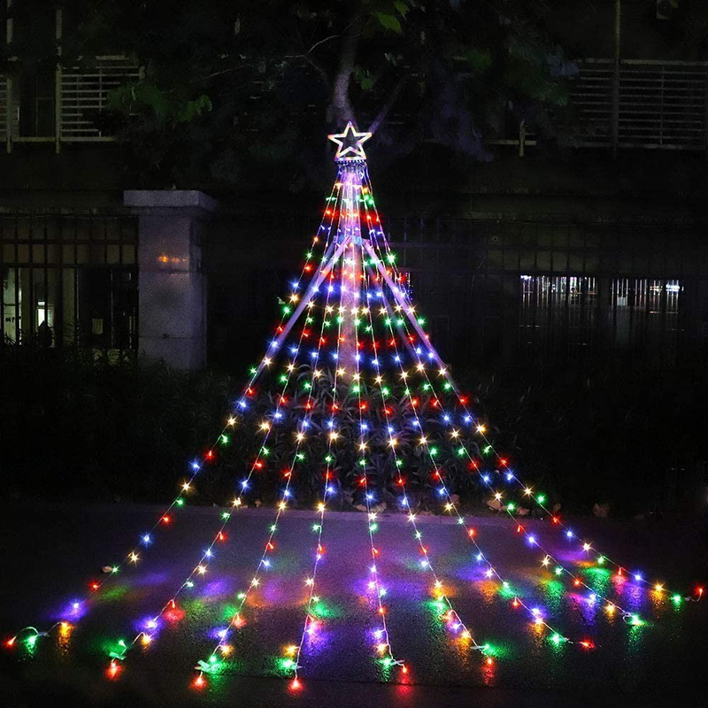 Christmas Decorations Outdoor Lights,16.4 ft 320 LED Star Christmas Tree Lights,8 Memory Lighting Modes&Timer Christmas Star Lights for Yard,Wedding,Party,Christmas Decorations (Multicolor) Home & Garden > Decor > Seasonal & Holiday Decorations& Garden > Decor > Seasonal & Holiday Decorations DINGFU Multicolor  
