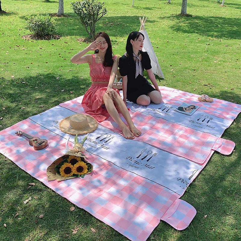Picnic Blanket Waterproof Folding Camping Blanket Outdoors Beach Mat for Camping, Hiking, Park, Beach, Music Festivals(Pink) Home & Garden > Lawn & Garden > Outdoor Living > Outdoor Blankets > Picnic Blankets Hauunwey   