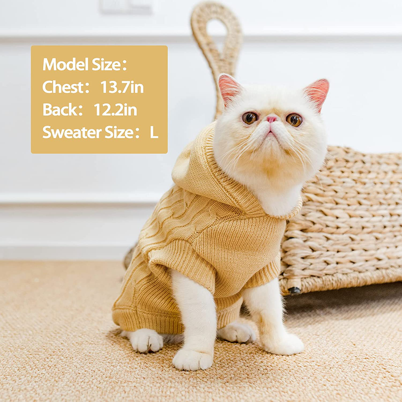 PUPTECK Winter Dog Cat Sweater Coat - Soft Cold Weather Clothes Knitwear for Kitties & Small Dogs Indoor Outdoor Walking Warm, Knitted Classic for Doggies Kitties Girls Boys Animals & Pet Supplies > Pet Supplies > Cat Supplies > Cat Apparel PUPTECK   