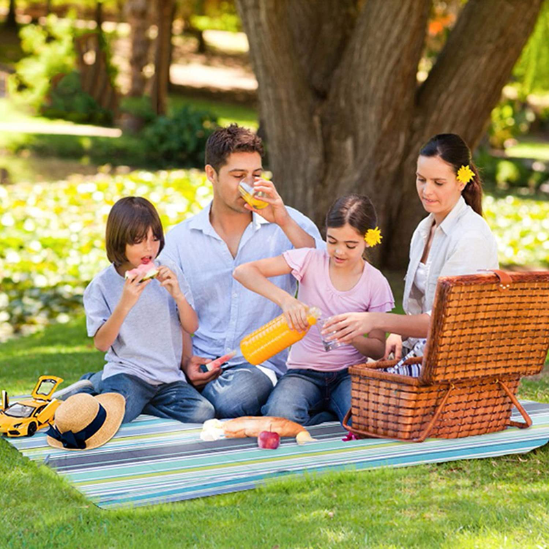 Picnic Blanket Waterproof for 6-8 Adults | 79"x79" Extra-Large Picnic Blankets for Lots of Occasions | Water and Sand Proof Backing is Easy to Clean and Maintain | Park or Beach (Blue Stripes) Home & Garden > Lawn & Garden > Outdoor Living > Outdoor Blankets > Picnic Blankets FUKANG   