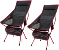 G4Free Upgraded Outdoor 2 Pack Camping Chair Portable Lightweight Folding Camp Chairs with Headrest and Pocket High Back High Legs for Outdoor Backpacking Hiking Travel Picnic Festival Sporting Goods > Outdoor Recreation > Camping & Hiking > Camp Furniture G4Free Red  
