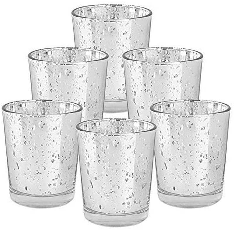 Just Artifacts Mercury Glass Votive Candle Holder 2.75" H (6pcs, Speckled Silver) -Mercury Glass Votive Tealight Candle Holders for Weddings, Parties and Home Decor Home & Garden > Decor > Home Fragrance Accessories > Candle Holders Just Artifacts Speckled Silver  