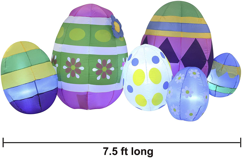 Easter Inflatable Outdoor Decorations 7.5 Ft Long Easter Egg Inflatable with Build-In Leds Blow up Inflatables for Easter Holiday Party Indoor, Outdoor, Yard, Garden, Lawn Decor Home & Garden > Decor > Seasonal & Holiday Decorations Joiedomi   