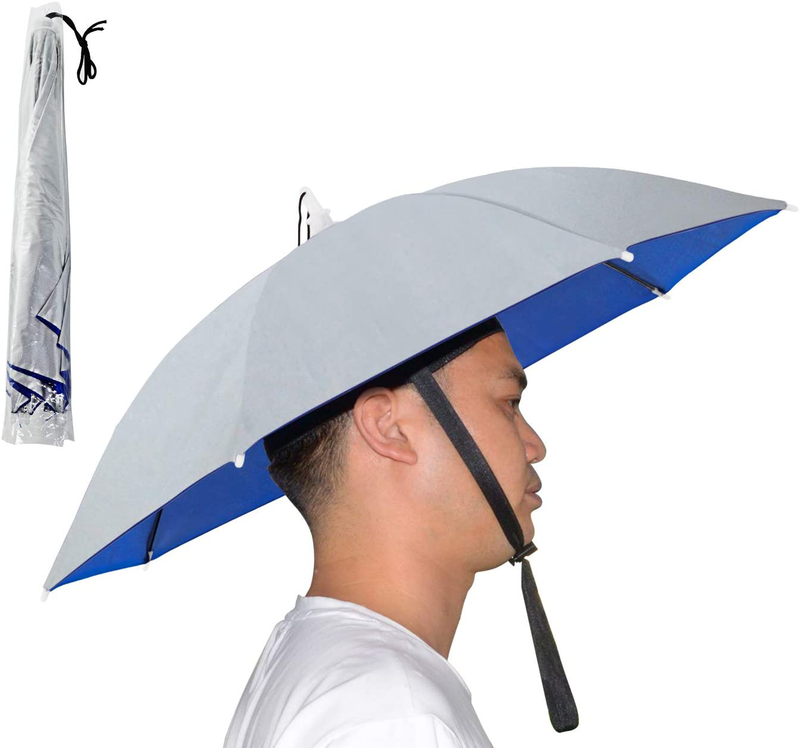 NEW-Vi Umbrella Hat, 25 inch Hands Free Umbrella Cap for Adults and Kids, Fishing Golf Gardening Sunshade Outdoor Headwear (Blue/Silver 2 Pcs) Home & Garden > Lawn & Garden > Outdoor Living > Outdoor Umbrella & Sunshade Accessories NEW-Vi Silver 2 Pcs  
