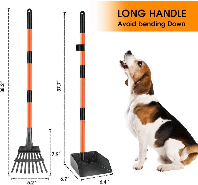 HITKYC Pooper Scooper for Large and Small Dogs, Detachable Long Handle Dog Pooper Scooper with Metal Tray & Rake Set, Easy Pick Up Poop Scooper for Pets, Great for Grass, Lawns, Dirt, Gravel Animals & Pet Supplies > Pet Supplies > Dog Supplies HITKYC   