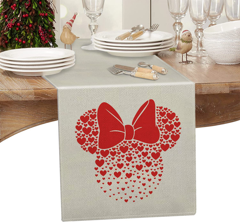 GAGEC Valentines Day Table Runner Red Love Heart 13X 72 Inch Long Tablecloths Dinning Kitchen Home Decorations Happy Valentine'S Day Party Decor Home & Garden > Decor > Seasonal & Holiday Decorations GAGEC   