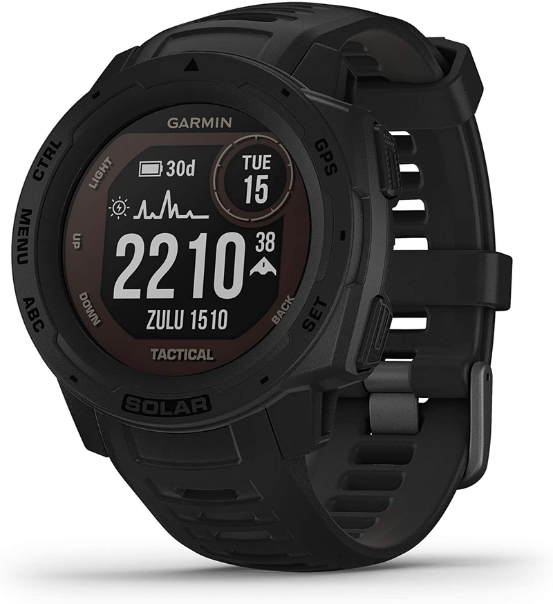 Garmin 010-02064-00 Instinct, Rugged Outdoor Watch with GPS, Features Glonass and Galileo, Heart Rate Monitoring and 3-Axis Compass, Graphite Apparel & Accessories > Jewelry > Watches Garmin Black Solar - Tactical Edition 