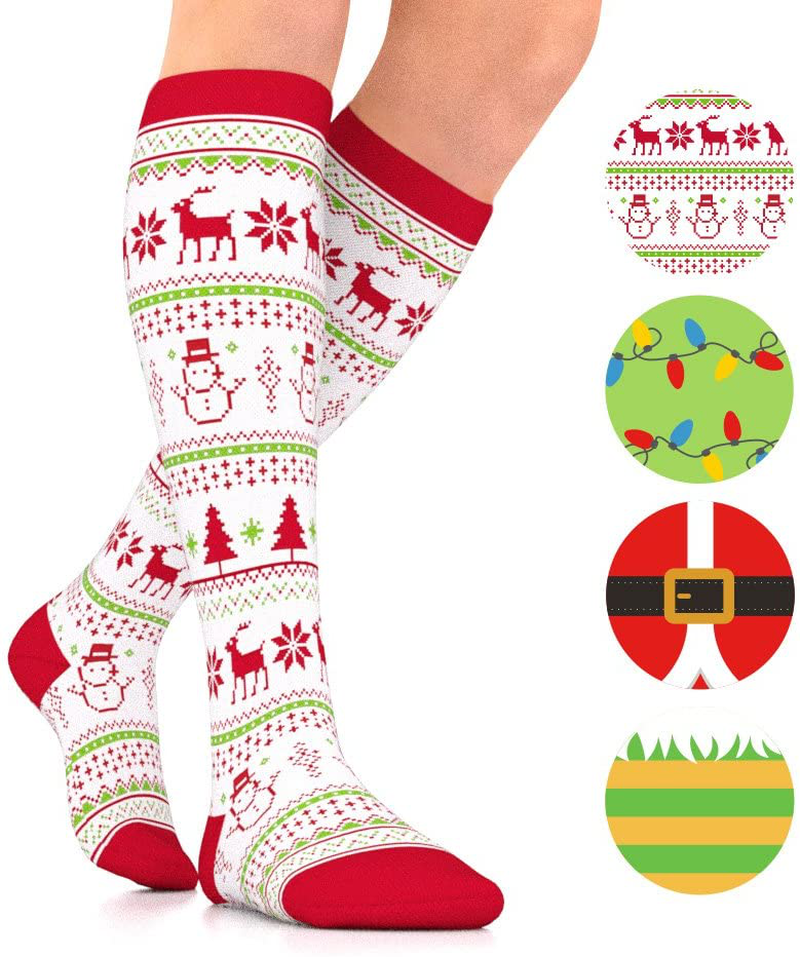 Go2Socks Holiday Compression Socks | Women Men Nurses Runners | 15-20 mmHg Medical Stockings