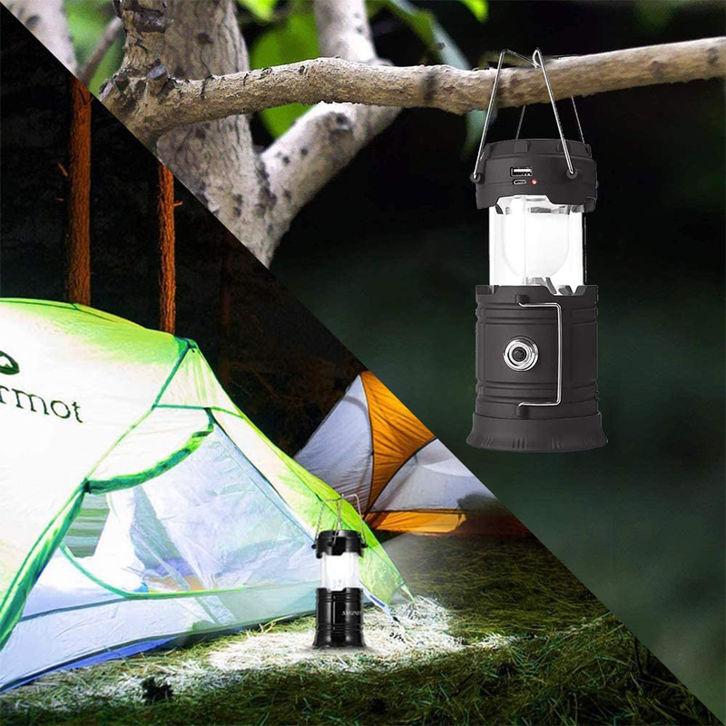 Lanterns, Camping Lantern, Solar Lantern Flashlights Charging for Phone, USB Rechargeable Led Camping Lantern, Collapsible & Portable for Emergency, Hurricanes, Power Outage, Storm (2 Pack) Home & Garden > Lighting > Lamps JMADENQ   