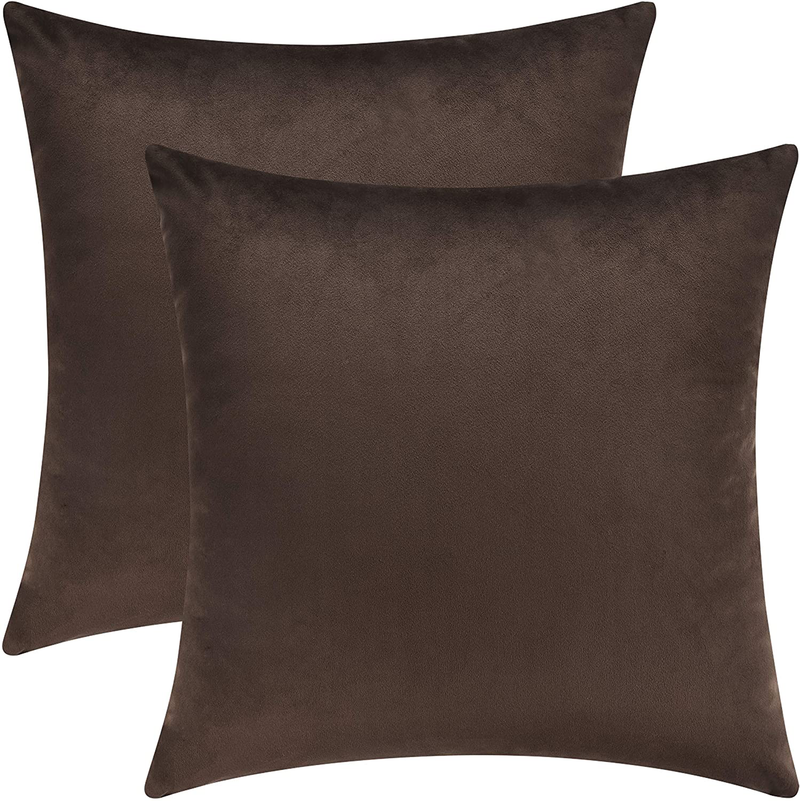 Mixhug Decorative Throw Pillow Covers, Velvet Cushion Covers, Solid Throw Pillow Cases for Couch and Bed Pillows, Burnt Orange, 20 x 20 Inches, Set of 2 Home & Garden > Decor > Chair & Sofa Cushions Mixhug Coffee Brown 18 x 18 Inches, 2 Pieces 