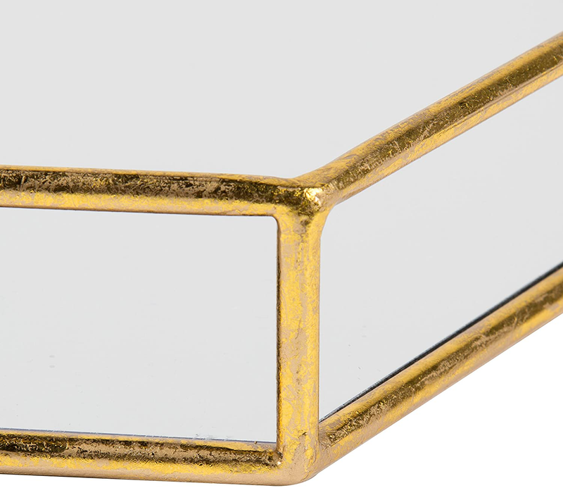 Kate and Laurel Felicia Modern Glam 2-Piece Nesting Metal Mirrored Decorative Accent Trays, Gold