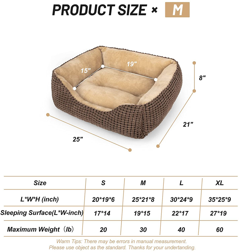 MIXJOY Dog Bed for Large Medium Small Dogs, Rectangle Washable Sleeping Puppy Bed, Orthopedic Pet Sofa Bed, Soft Calming Cat Beds for Indoor Cats, Anti-Slip Bottom with Multiple Size Animals & Pet Supplies > Pet Supplies > Dog Supplies > Dog Beds MIXJOY   