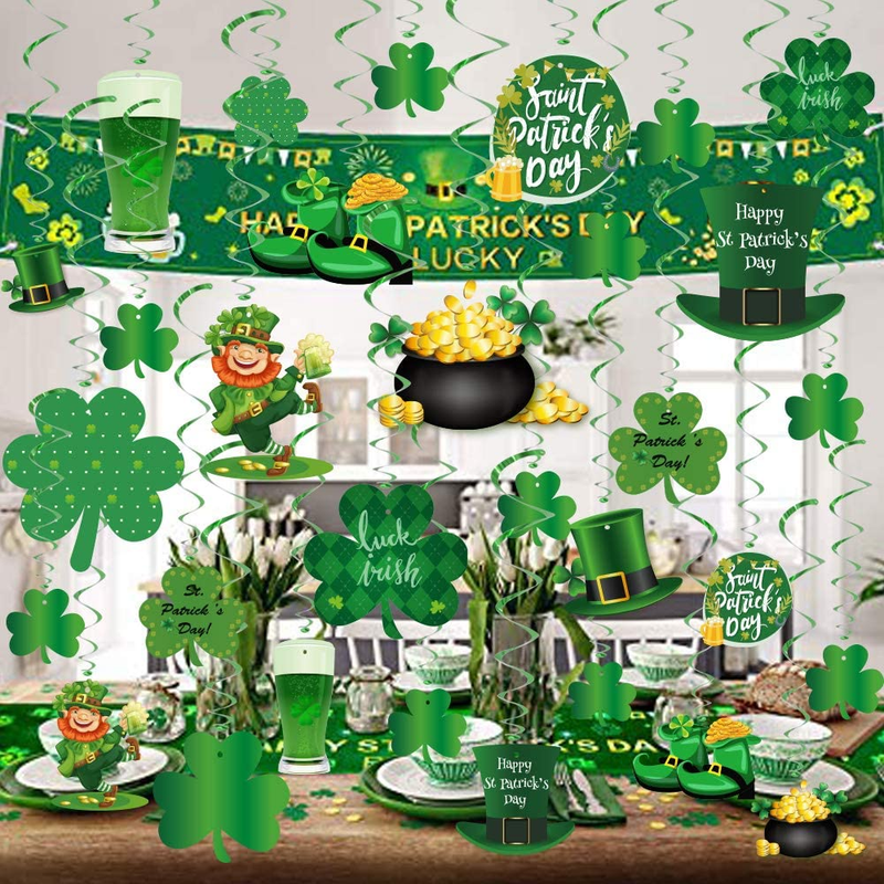 GOER St. Patrick'S Day Party Decorations,30 Pcs Irish Shamrock St. Patrick'S Day Hanging Swirls Party Supplies Arts & Entertainment > Party & Celebration > Party Supplies GOER   