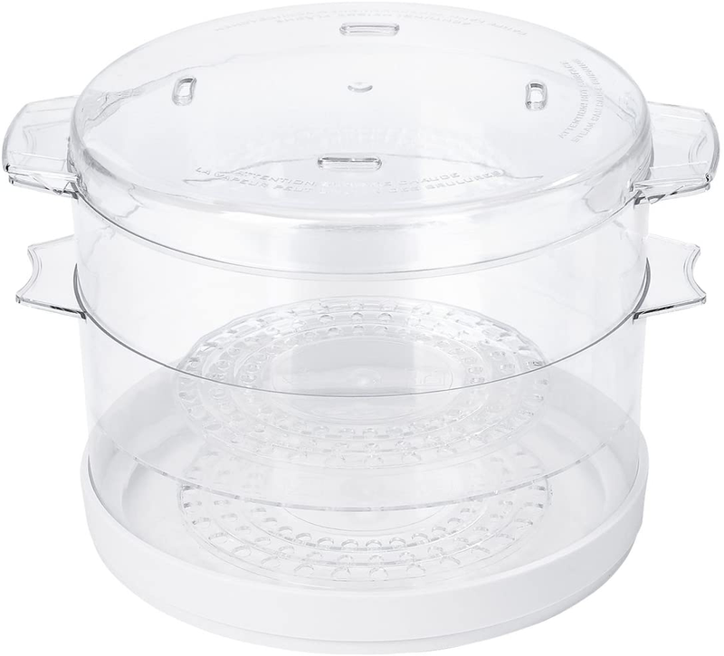 Oster Double Tiered Food Steamer, 5 Quart, White (CKSTSTMD5-W-015)