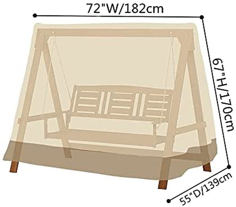 Outdoor Swing Cover A Frame 420D Waterproof Weather Protector Patio Porch Swing Cover for Garden Courtyard 72x67x55 Inch Beige