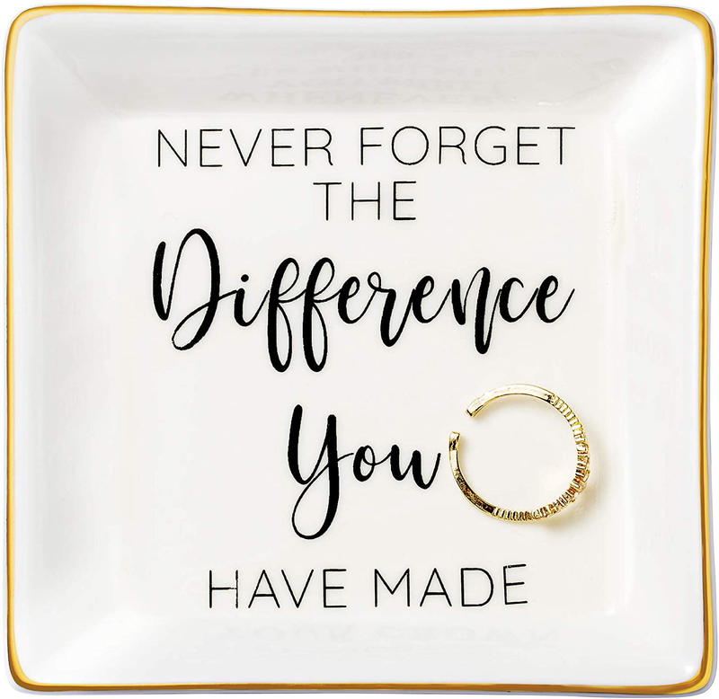 JoycuFF Gifts for Mom Ring Trinket Dish Decorative Mama Jewelry Tray Unique Presents for Birthday Mother's Day Thanksgiving Day Christmas Cute Home Decor Home & Garden > Decor > Decorative Trays Hongyang Never forget the difference you have made  