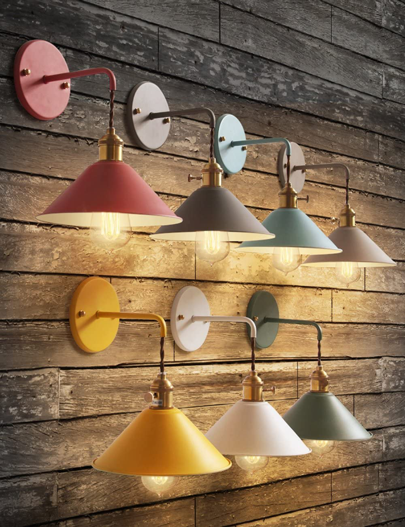 iYoee Wall Sconce Lamps Lighting Fixture with on Off Switch,Khaki Macaron Wall lamp E26 Edison Copper lamp Holder with Frosted Paint Body Bedside lamp Bathroom Vanity Lights