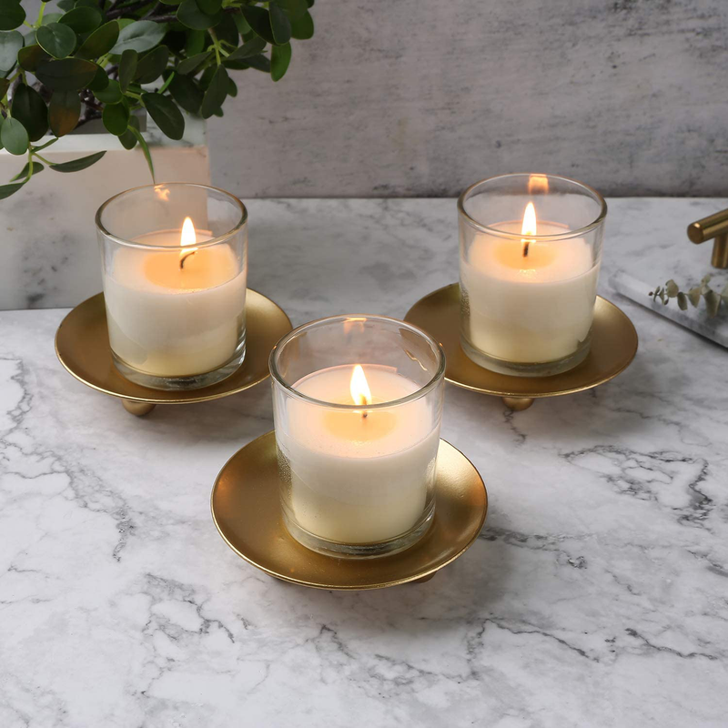 Iron Plate Candle Holder, Gold, Decorative Iron Pillar Candle Holder, Set of 3,Candle Stand for Wax Candles Home & Garden > Decor > Home Fragrance Accessories > Candle Holders Scwhousi   
