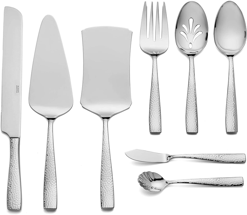 Hudson Essentials 68-Piece Hammered 18/10 Stainless Steel Silverware Cutlery Set with Serving Set and Cake Knife, Flatware Service for 12 Home & Garden > Kitchen & Dining > Tableware > Flatware > Flatware Sets Hudson Essentials   