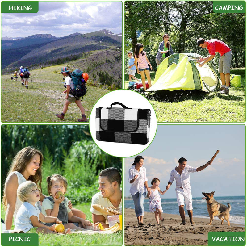Retyion Large Outdoor Picnic Blankets with Waterproof Backing Foldable Blankets for Camping/Beach/Park
