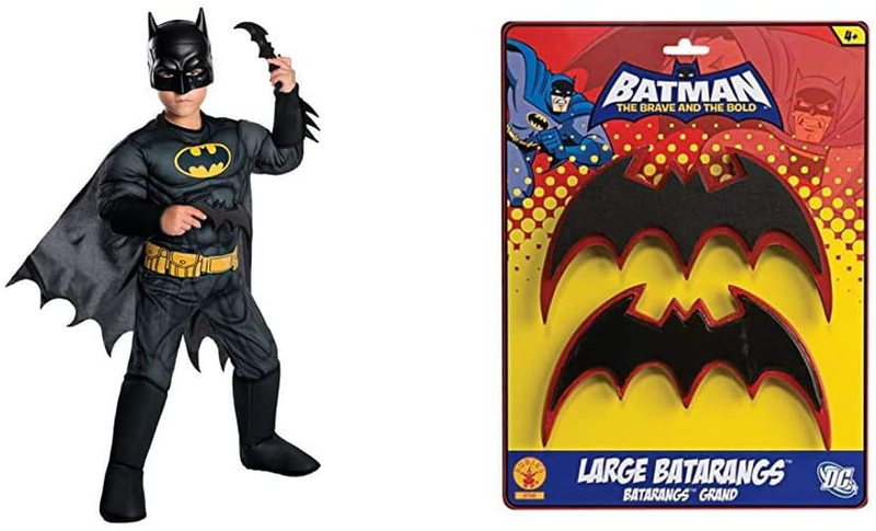 Rubie's Boys DC Comics Deluxe Batman Costume, Small, Multicolor Apparel & Accessories > Costumes & Accessories > Costumes Rubie's Batman Costume + Costume Batarangs Small 
