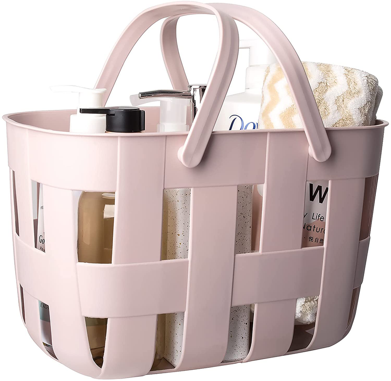 Rejomiik Portable Shower Caddy Basket Plastic Organizer Storage Basket with Handle/Drainage Holes, Toiletry Tote Bag Bin Box for Bathroom, College Dorm Room Essentials, Kitchen, Camp, Gym - Blue Sporting Goods > Outdoor Recreation > Camping & Hiking > Portable Toilets & Showers rejomiik C-pink  