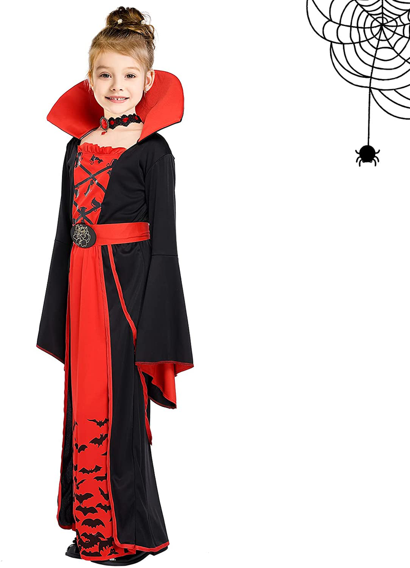 Royal Vampire Costume for Girls Halloween Gothic Vampiress Role Play Cosplay Dress Up
