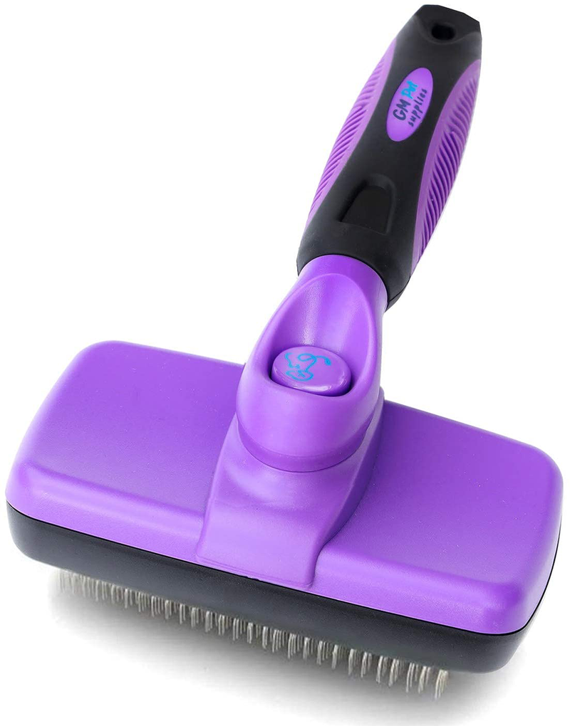 GM Pet Supplies Self Cleaning Slicker Brush | This is The Best Dog and Cat Brush for Shedding and Grooming | Our Pet Brushes Are Suitable for All Hair Lengths