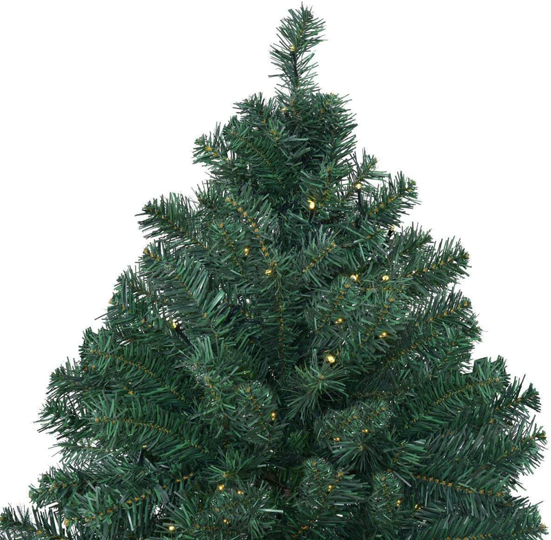 COSTWAY 7FT Pre-Lit PVC Artificial Christmas Tree Auto-Spread/Close up Premium Spruce Hinged w/ 300 LED Lights & Metal Stand, Green (7 FT) Home & Garden > Decor > Seasonal & Holiday Decorations > Christmas Tree Stands COSTWAY   