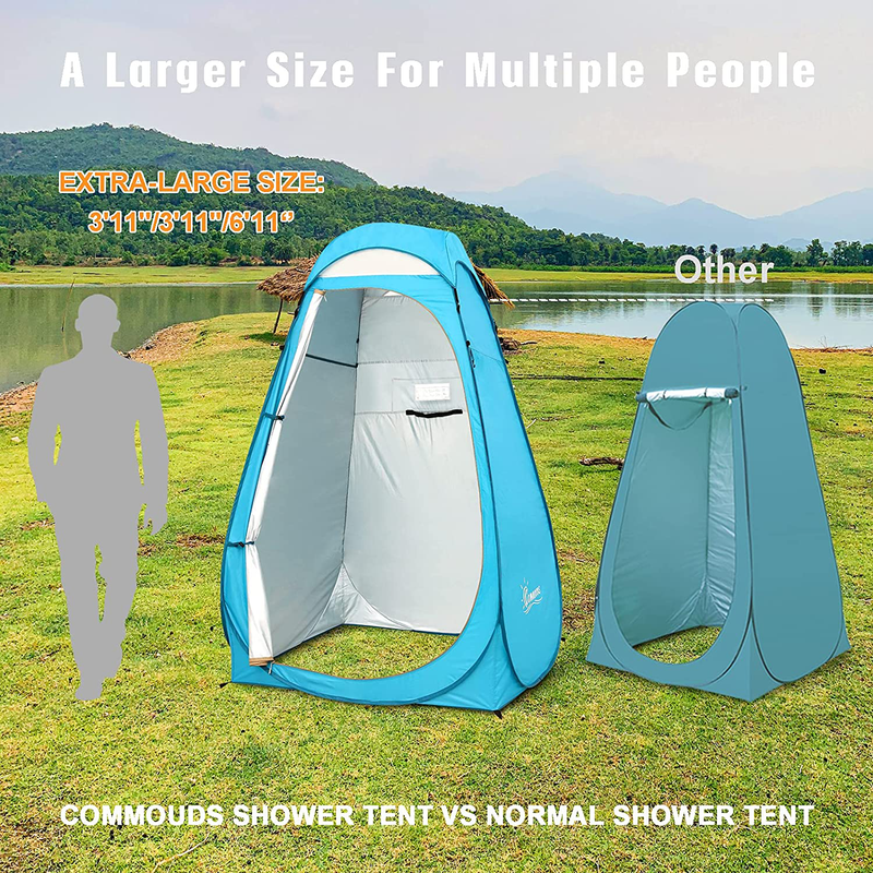 COMMOUDS Pop up Privacy Tent 6.11FT Extra-Tall Portable Camping Shower Tent, Outdoor Toilet Dressing Changing Room Fishing Shade with Carry Bag, UPF 50+ Sporting Goods > Outdoor Recreation > Camping & Hiking > Portable Toilets & ShowersSporting Goods > Outdoor Recreation > Camping & Hiking > Portable Toilets & Showers COMMOUDS   