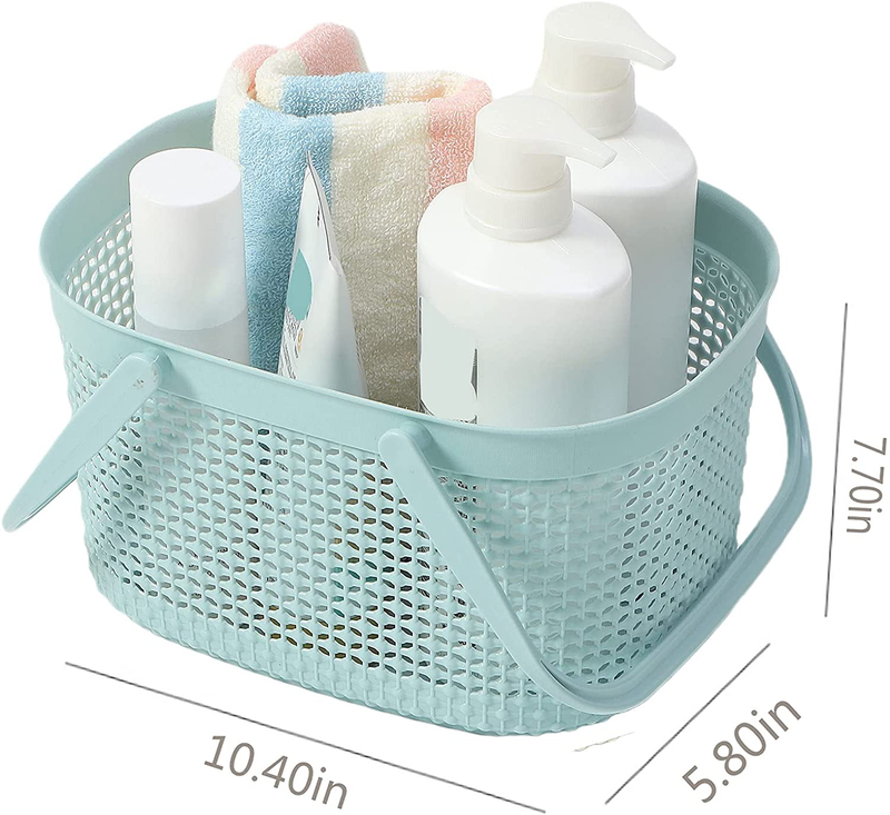 Shower Caddy Basket with Handle,Plastic Organizer Storage Tote,Portable Bathroom Storage Basket,College Dorm,Kitchen (Blue) Sporting Goods > Outdoor Recreation > Camping & Hiking > Portable Toilets & Showers AIPJOY   