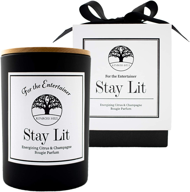 Stay Lit - Citrus & Champagne Scent, Natural Soy Wax Candle, Funny Witty Gift Box for Women Girlfriend Men, Luxury Long Lasting, Aromatherapy, Gag, Joke, Hostess, New Home, House Warming Present, 9 oz Home & Garden > Decor > Home Fragrances > Candles Kinross Hill Stay Lit (Energizing Citrus & Champagne)  