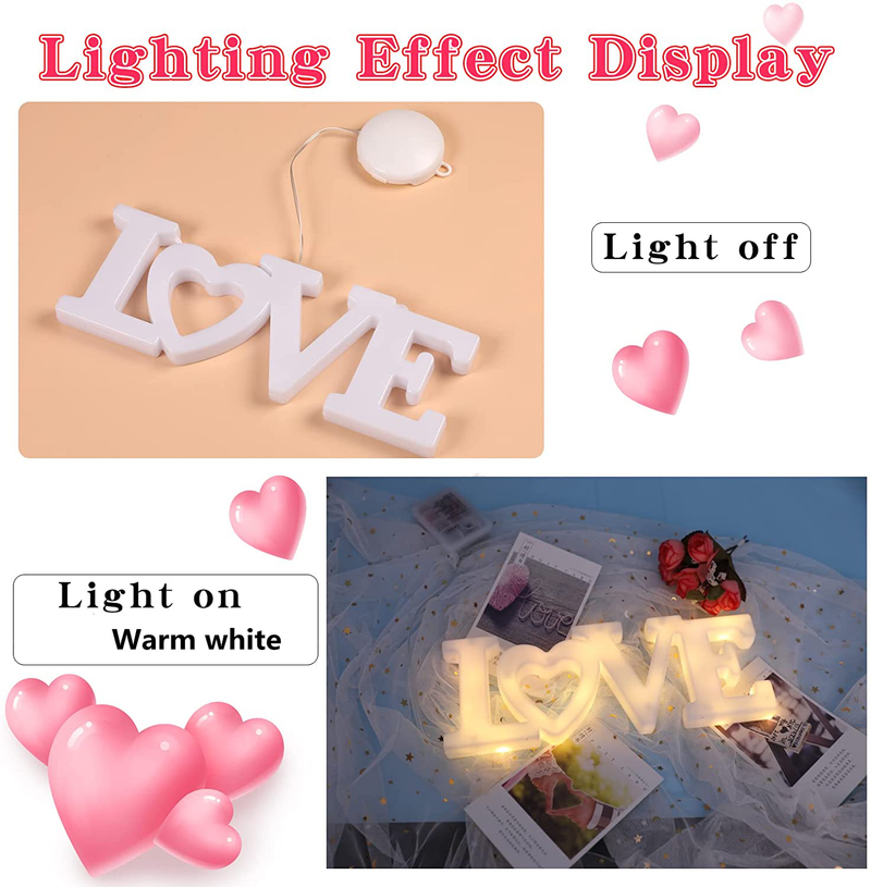 LED Love Sign for Valentines Day Decor, Battery Operated Light up Love Marquee Letter Sign for Wall Table Top Home Decoration Anniversary Engagement Proposal Party Favor, Warm White Home & Garden > Decor > Seasonal & Holiday Decorations VIKASI   