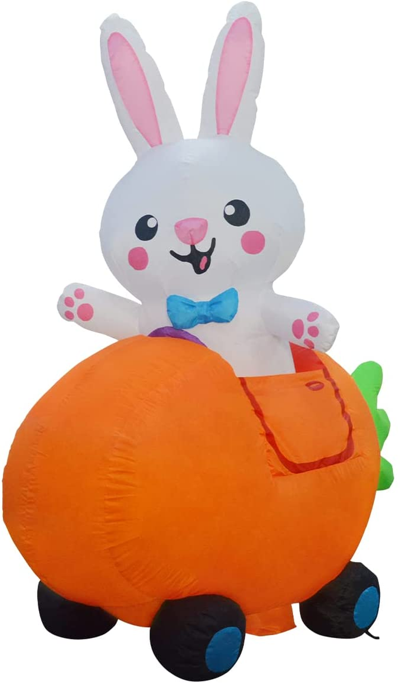 COMIN Easter Inflatable 4.5FT Carrot Cart Bunny with Built-In Leds Blow up Yard Decoration for Holiday Party Indoor, Outdoor, Yard, Garden, Lawn Home & Garden > Decor > Seasonal & Holiday Decorations COMIN   