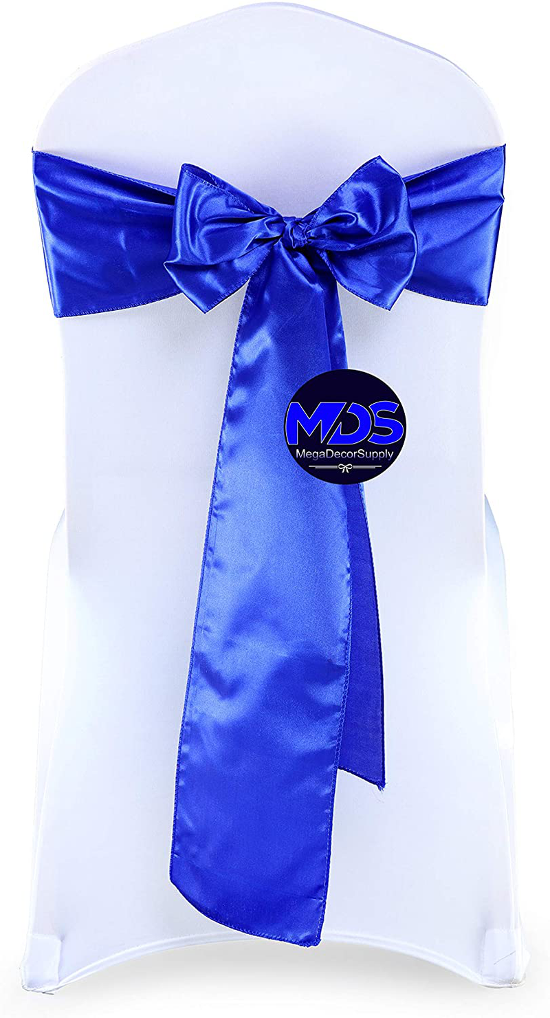 mds Pack of 25 Satin Chair Sashes Bow sash for Wedding and Events Supplies Party Decoration Chair Cover sash -Gold Arts & Entertainment > Party & Celebration > Party Supplies mds Royal Blue 25 