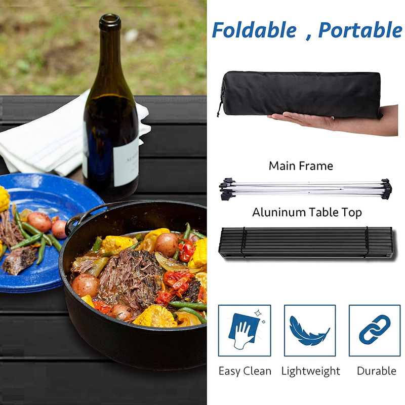 Grope Portable Camping Table with Aluminum Table Top, Folding Beach Table Easy to Carry, Prefect for Outdoor, Picnic, BBQ, Cooking, Festival, Beach, Home Sporting Goods > Outdoor Recreation > Camping & Hiking > Camp Furniture Grope   