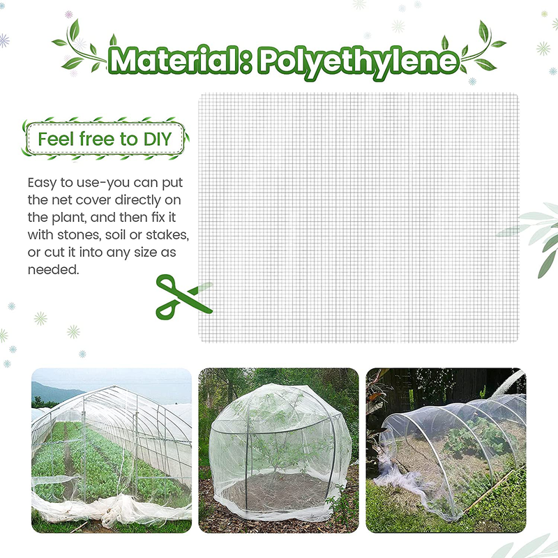 Kuopry 10X33 Ft Plant Covers Freeze Protection anti Bird Netting Mesh, Ultra Fine Mesh Protection Mosquito Netting, Green Garden Netting Protect Fruit and Vegetables from Birds and Animals-White