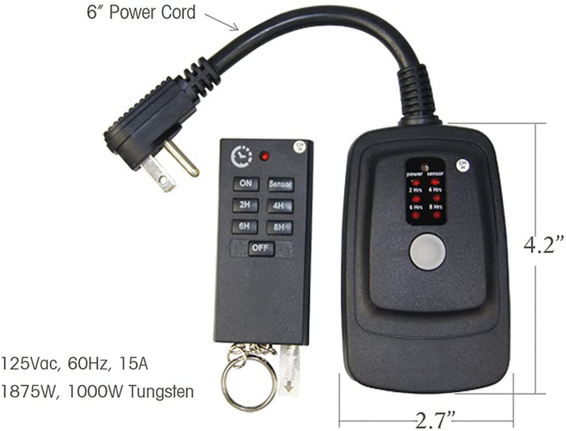 ECOPlugs Outdoor Light Timer Remote Control, Christmas Light Timer Switch Outlet, Automatic Light Switch Timer Outlet