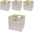 Storage Bins Storage Cubes, 13×13 Fabric Storage Boxes Foldable Baskets Containers Drawers for Nurseries,Offices,Closets,Home Décor ,Set of 4 ,Grey-white Striped Home & Garden > Decor > Seasonal & Holiday Decorations Posprica Light Pink-white Striped 11×11×11/4pcs 