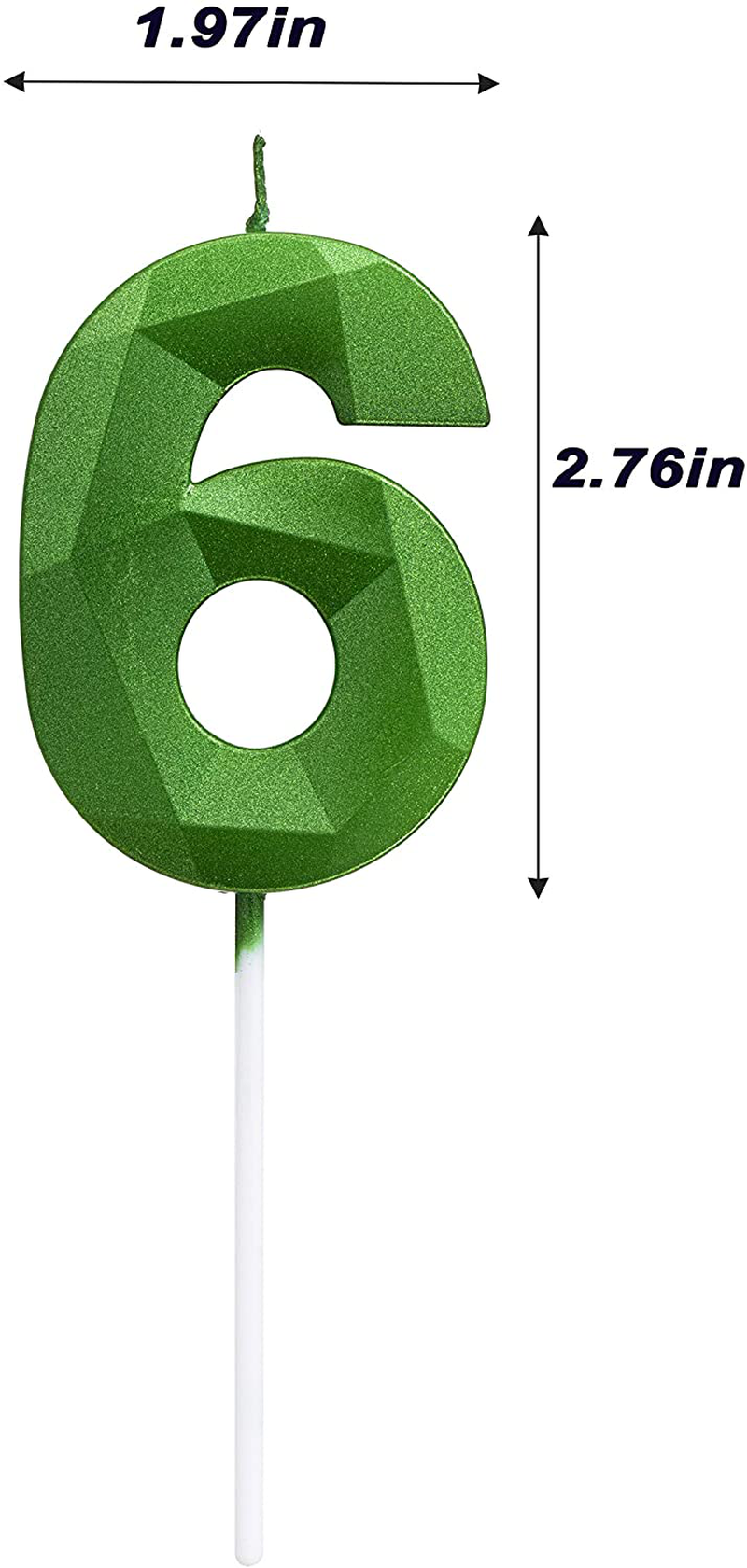Green Happy Birthday Cake Candles,Wedding Cake Number Candles,3D Design Cake Topper Decoration for Party Kids Adults (Green Number 6)