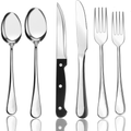 Silverware Set, ENLOY 20 Pieces Stainless Steel Flatware Cutlery Set, Include Knife Fork Spoon, Mirror Polished, Dishwasher Safe, Service for 4 Home & Garden > Kitchen & Dining > Tableware > Flatware > Flatware Sets ENLOY Multicolor  
