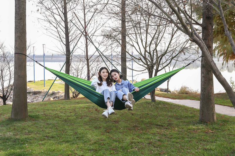 Favorland Camping Hammock Double & Single with Tree Straps for Hiking, Backpacking, Travel, Beach, Yard - 2 Persons Outdoor Indoor Lightweight & Portable with Straps & Steel Carabiners Nylon (Green) Home & Garden > Lawn & Garden > Outdoor Living > Hammocks Favorland   