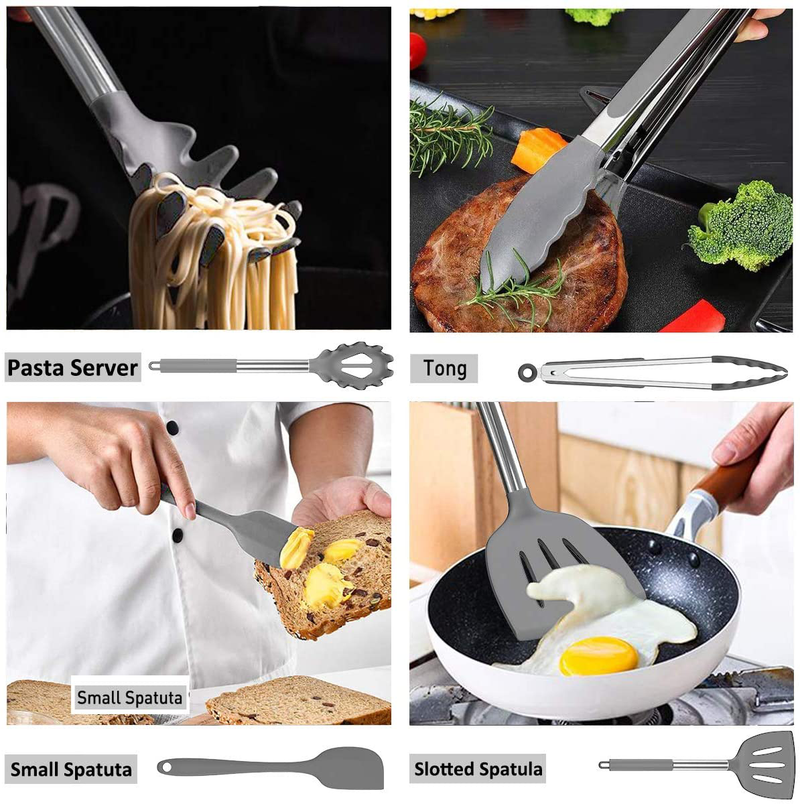 Silicone Cooking Utensil Set,Umite Chef Kitchen Utensils 15pcs Cooking Utensils Set Non-stick Heat Resistan BPA-Free Silicone Stainless Steel Handle Cooking Tools Whisk Kitchen Tools Set - Grey Home & Garden > Kitchen & Dining > Kitchen Tools & Utensils KOL DEALS   