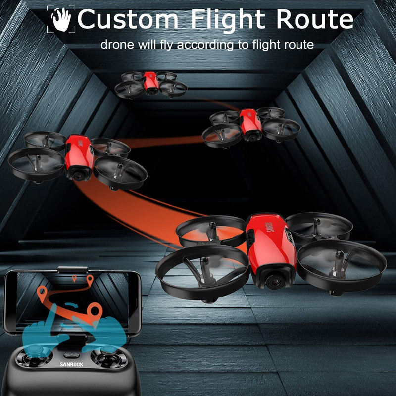 SANROCK U61W Drones for Kids with 720P HD Camera, Mini Drone WiFi FPV RC Quadcopter for Beginners, Route Making, Headless Mode, One-Key Start, Emergency Stop, Great Gift for Boys Girls, 2 Batteries Cameras & Optics > Cameras > Film Cameras SANROCK   