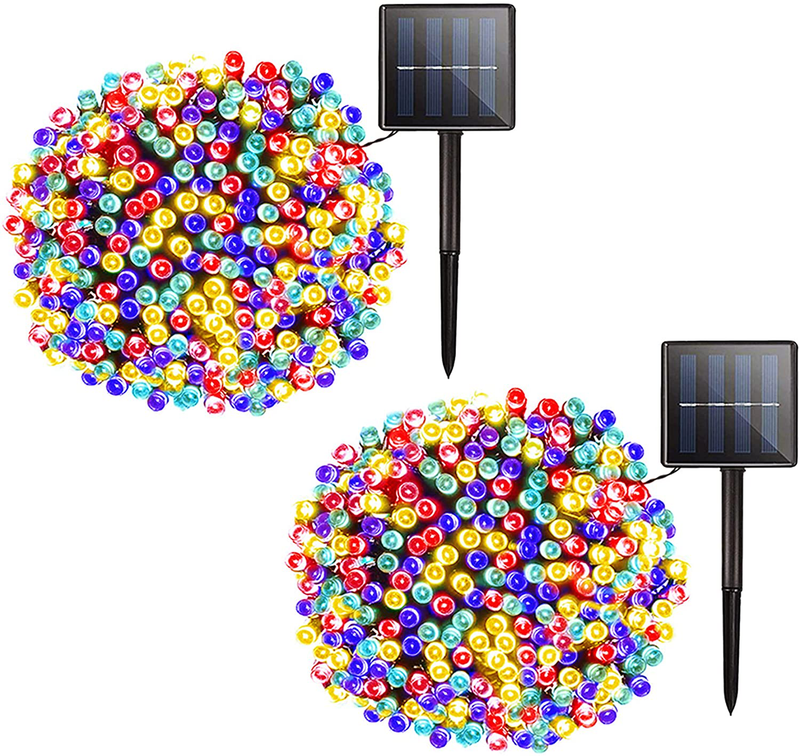 Solar Christmas String Lights Outdoor - 2 Pack 72ft 200 LED 8 Modes Outdoor String Lights, Waterproof Fairy Lights for Garden, Patio, Fence, Holiday, Party, Balcony, Christmas Decorations (Multicolor) Home & Garden > Decor > Seasonal & Holiday Decorations& Garden > Decor > Seasonal & Holiday Decorations KerKoor Multicolor 2 Pack 