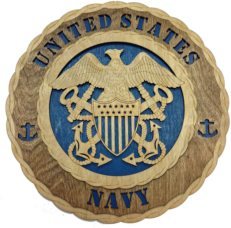 Navy Decorative Custom Laser Three Dimensional Wooden Wall Plaque - Armed Forces Home & Garden > Decor > Artwork > Sculptures & Statues Tongtai   