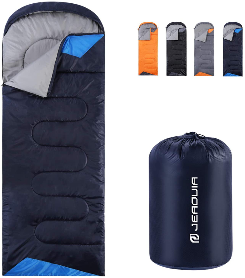 Sleeping Bags for Adults Backpacking Lightweight Waterproof- Cold Weather Sleeping Bag for Girls Boys Mens for Warm Camping Hiking Outdoor Travel Hunting with Compression Bags Sporting Goods > Outdoor Recreation > Camping & Hiking > Sleeping Bags JEAOUIA Navy Blue 86.6" x 31.5"  