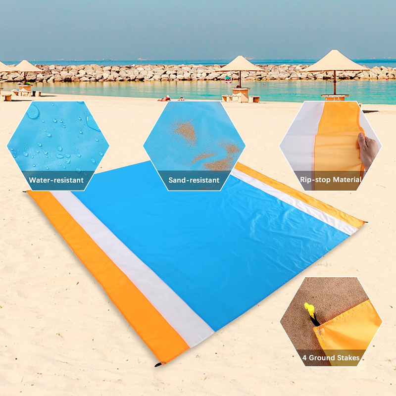 GTIPPOR Beach Blanket, Oversized 82" x 79" Waterproof Beach Mat for 4-7 Persons, Portable Picnic Mat, Quick Drying Sand Proof Mat for Travel, Blanket Beach Stuff for Hiking, Camping and Festivals Home & Garden > Lawn & Garden > Outdoor Living > Outdoor Blankets > Picnic Blankets GTIPPOR   