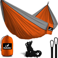 MalloMe Camping Hammock with Ropes - Double & Single Tree Hamock Outdoor Indoor 2 Person Tree Beach Accessories _ Backpacking Travel Equipment Kids Max 1000 lbs Capacity - Two Carabiners Free Home & Garden > Lawn & Garden > Outdoor Living > Hammocks MalloMe Orange & Grey 2 Person 