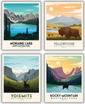 National Parks Vintage Posters & Prints | Set of 4 (11inches x 14 inches) Mountain Wall Art Decor Poster | Nature Mountain Art Decor | Moraine Lake Banff Yellowstone Yosemite Rocky Mountain National Parks Print (UNFRAMED) Home & Garden > Decor > Artwork > Posters, Prints, & Visual Artwork HerZii Style-2 8x10 
